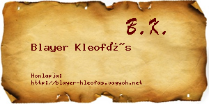 Blayer Kleofás névjegykártya